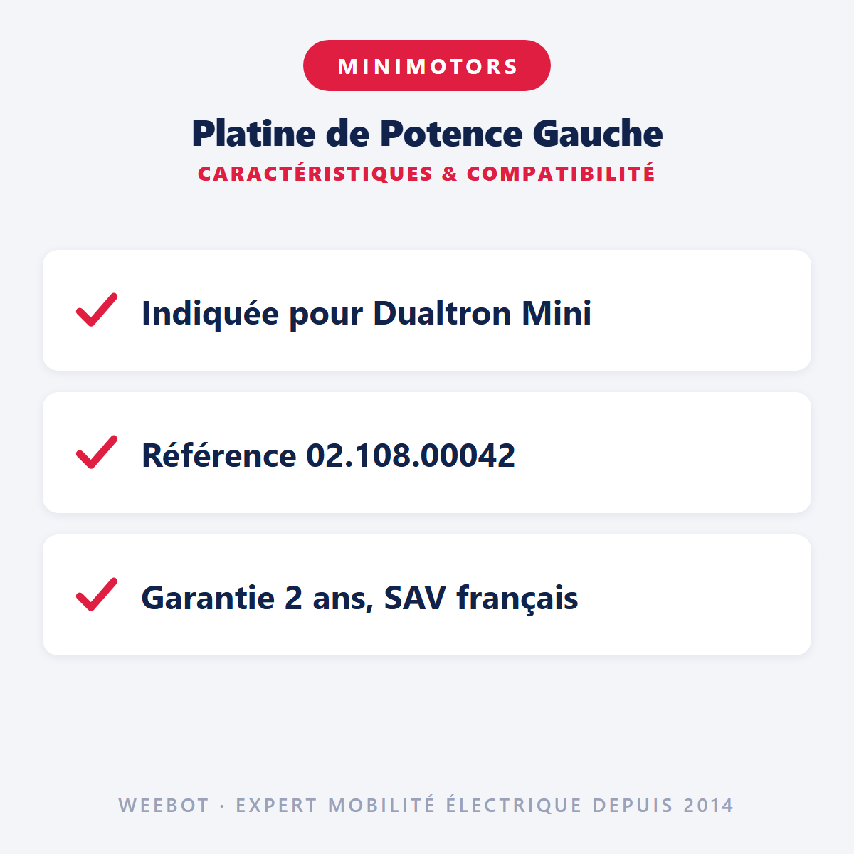 Platine de Potence Gauche : caractéristiques et compatibilité
