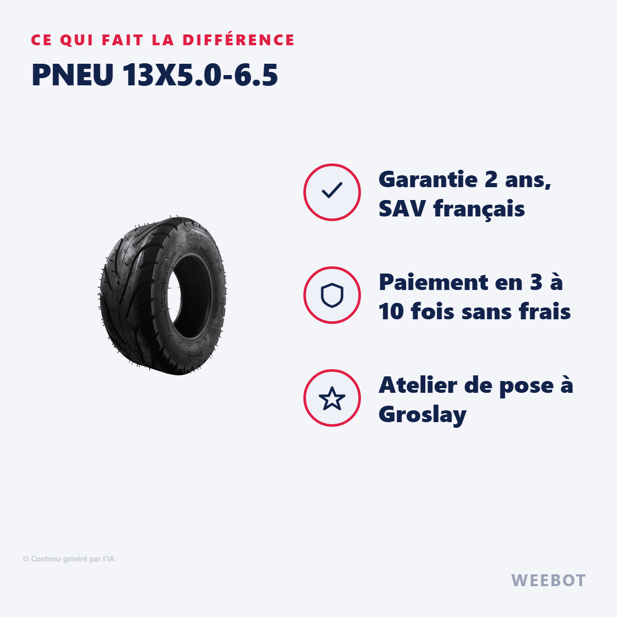 Pneu 13x5.0-6.5 pour Trottinette Électrique - Weebot