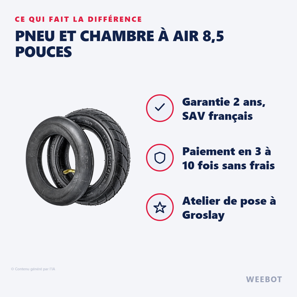 Pneu et Chambre à Air 8,5 Pouces : les points forts
