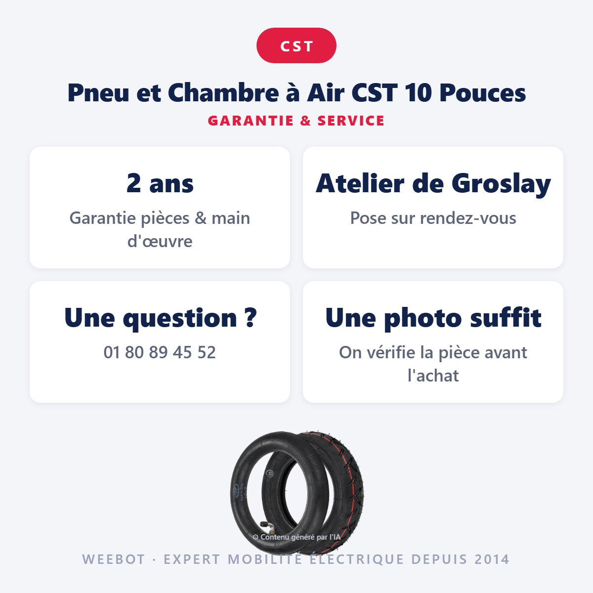 Pneu et Chambre à Air CST 10 Pouces : garantie 2 ans et service après-vente