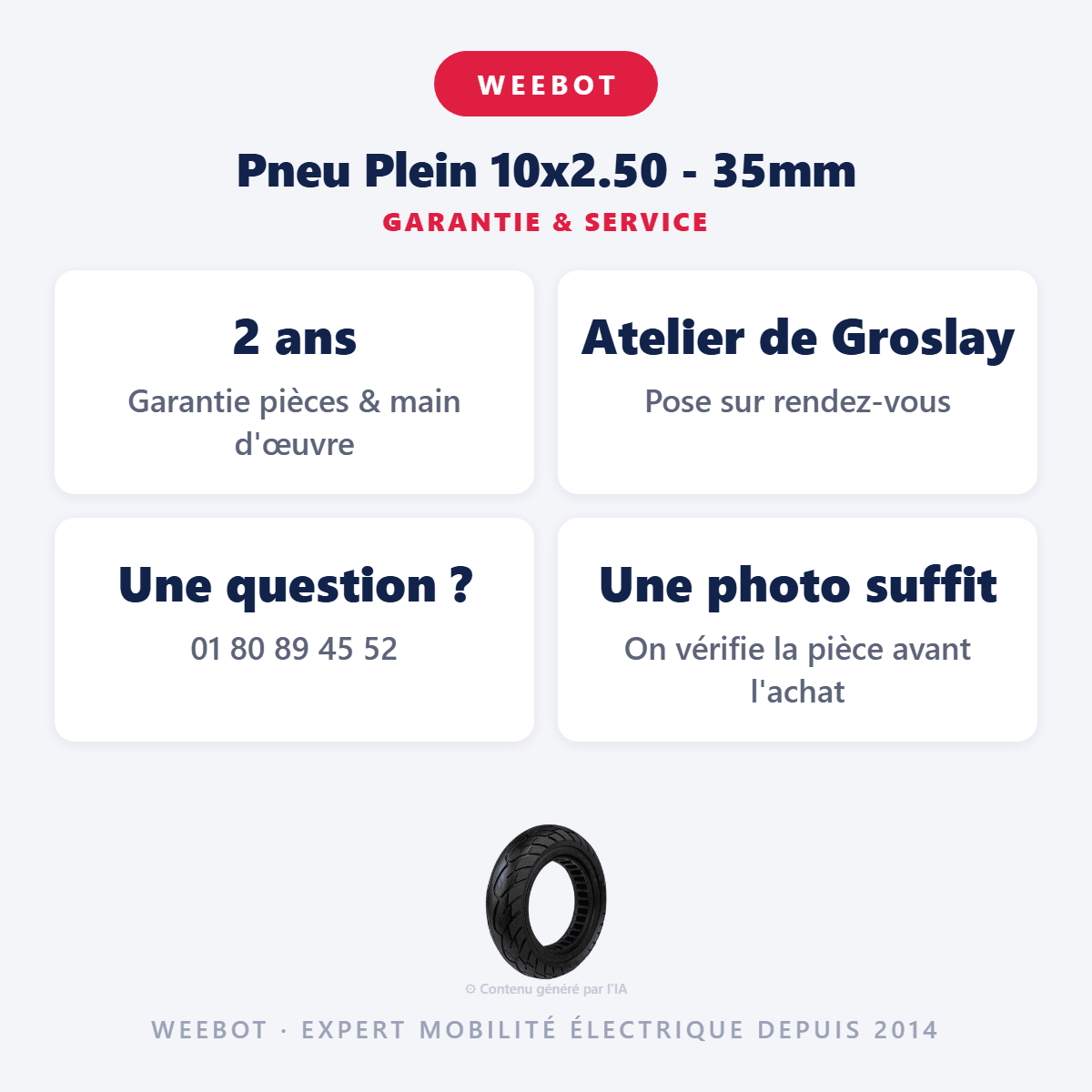 Pneu Plein 10x2.50 - 35mm pour Trottinette Électrique Weebot Anoki - Weebot