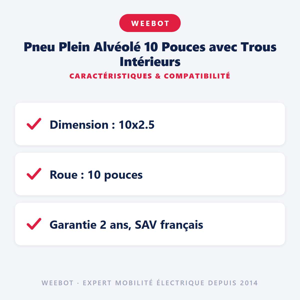 Pneu Plein Alvéolé 10 Pouces avec Trous Intérieurs : caractéristiques et compatibilité