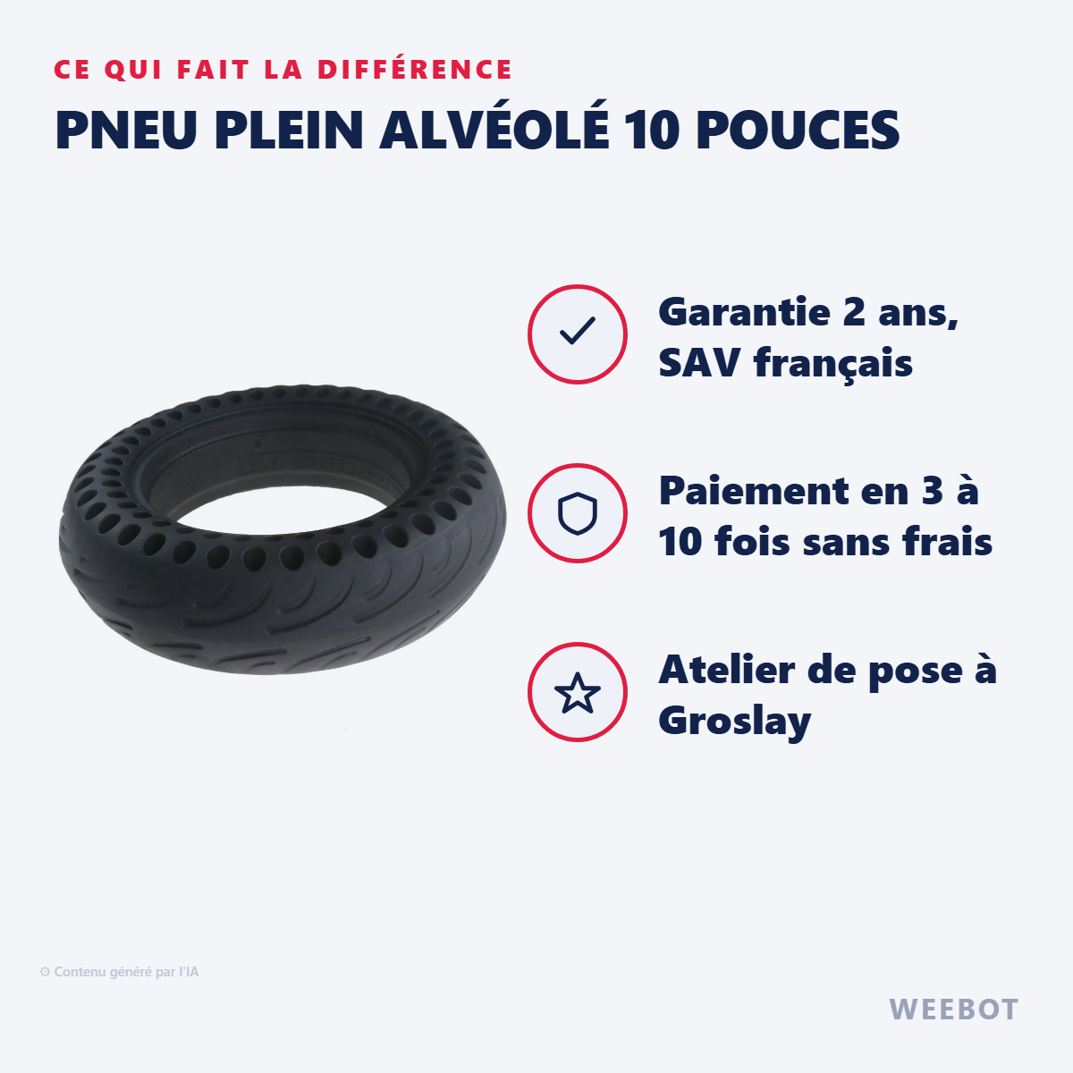 Pneu Plein Alvéolé 10 Pouces : les points forts