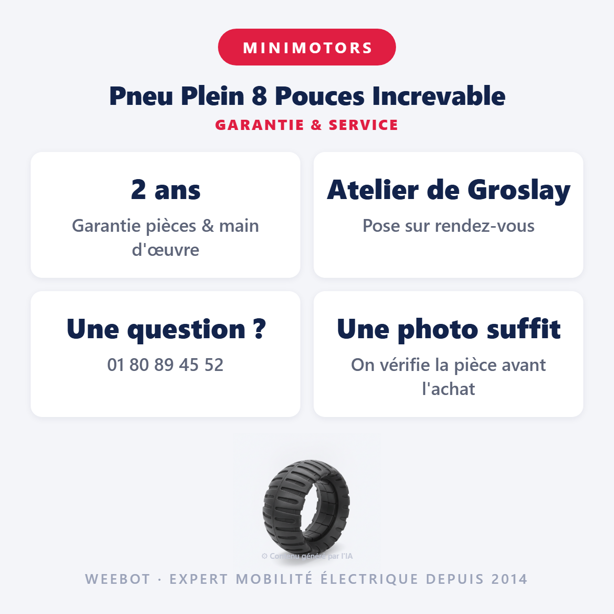 Pneu Plein 8 Pouces Increvable : garantie 2 ans et service après-vente