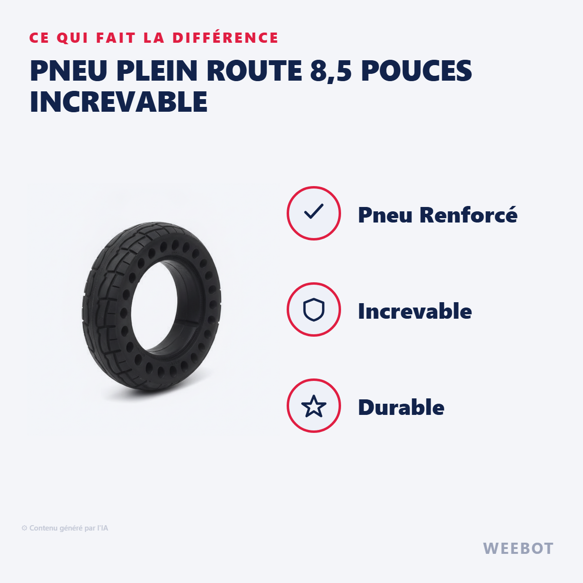Pneu Plein Route 8,5 Pouces Increvable : les points forts