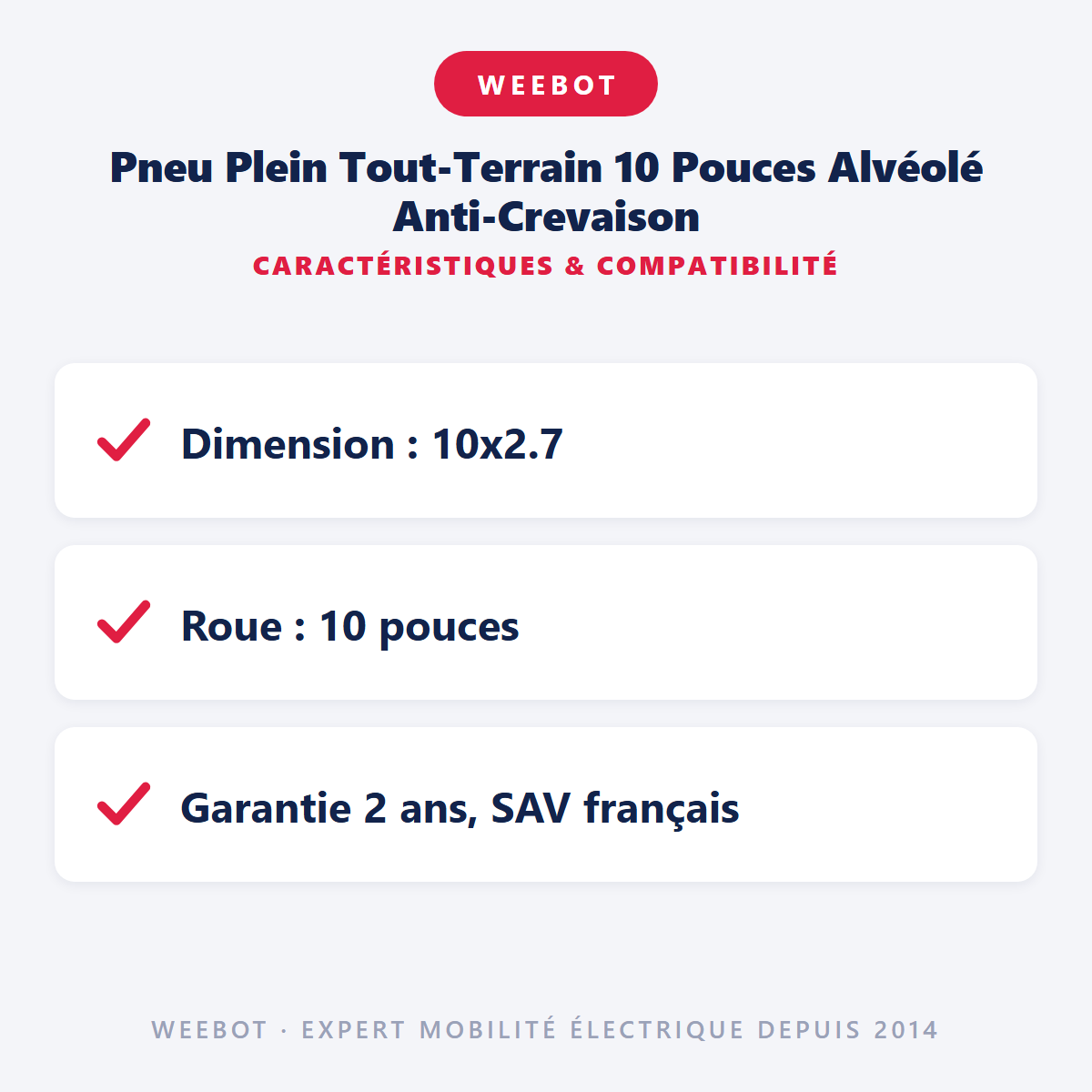 Pneu Plein Tout-Terrain 10 Pouces Alvéolé Anti-Crevaison : caractéristiques et compatibilité