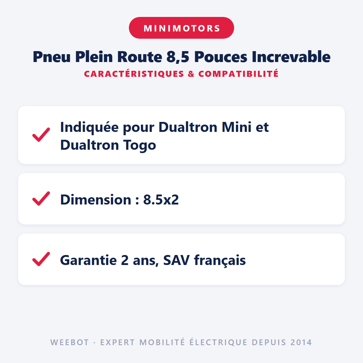 Pneu Plein Route 8,5 Pouces Increvable : caractéristiques et compatibilité
