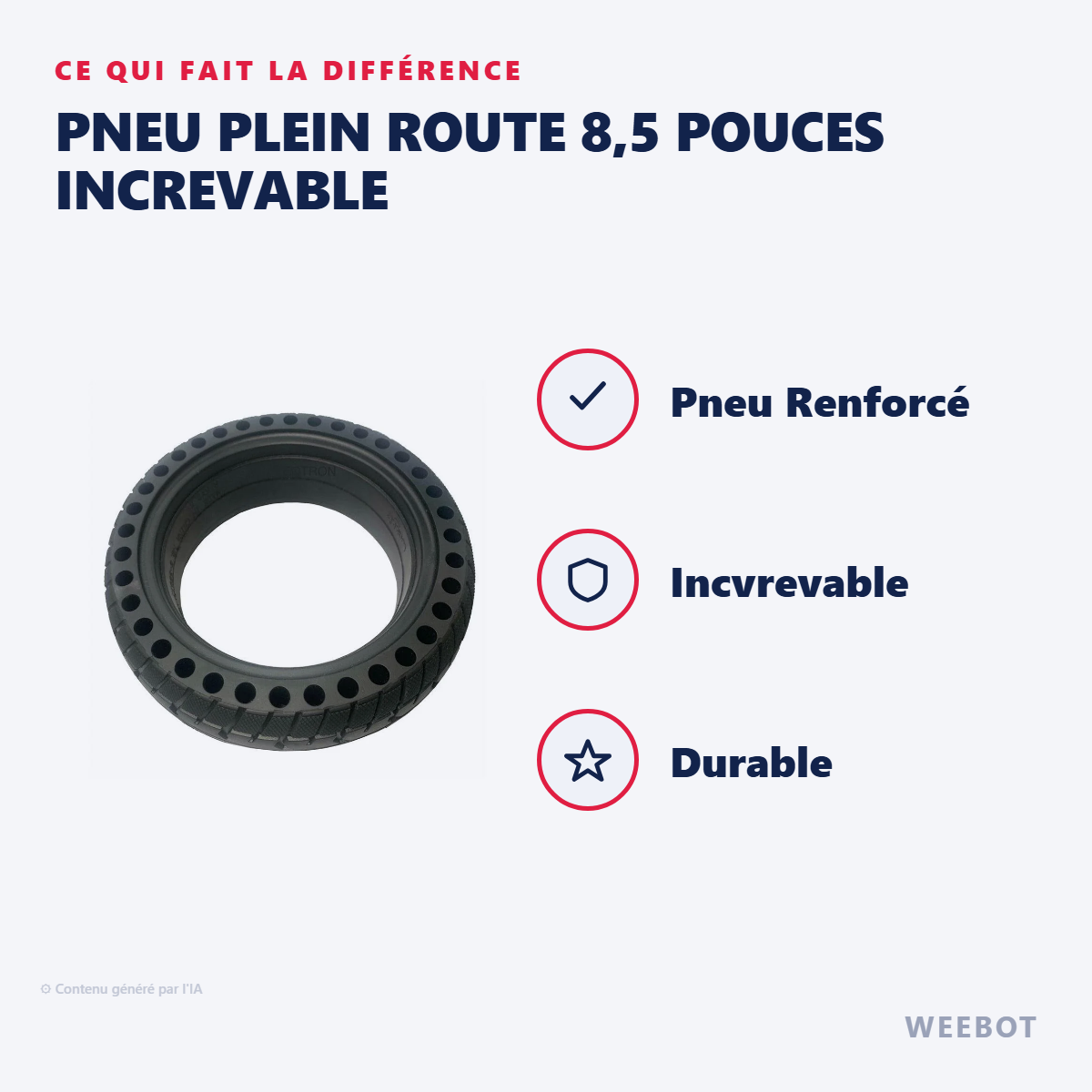 Pneu Plein Route 8,5 Pouces Increvable : les points forts