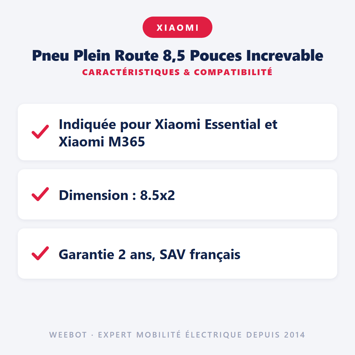 Pneu Plein Route 8,5 Pouces Increvable : caractéristiques et compatibilité