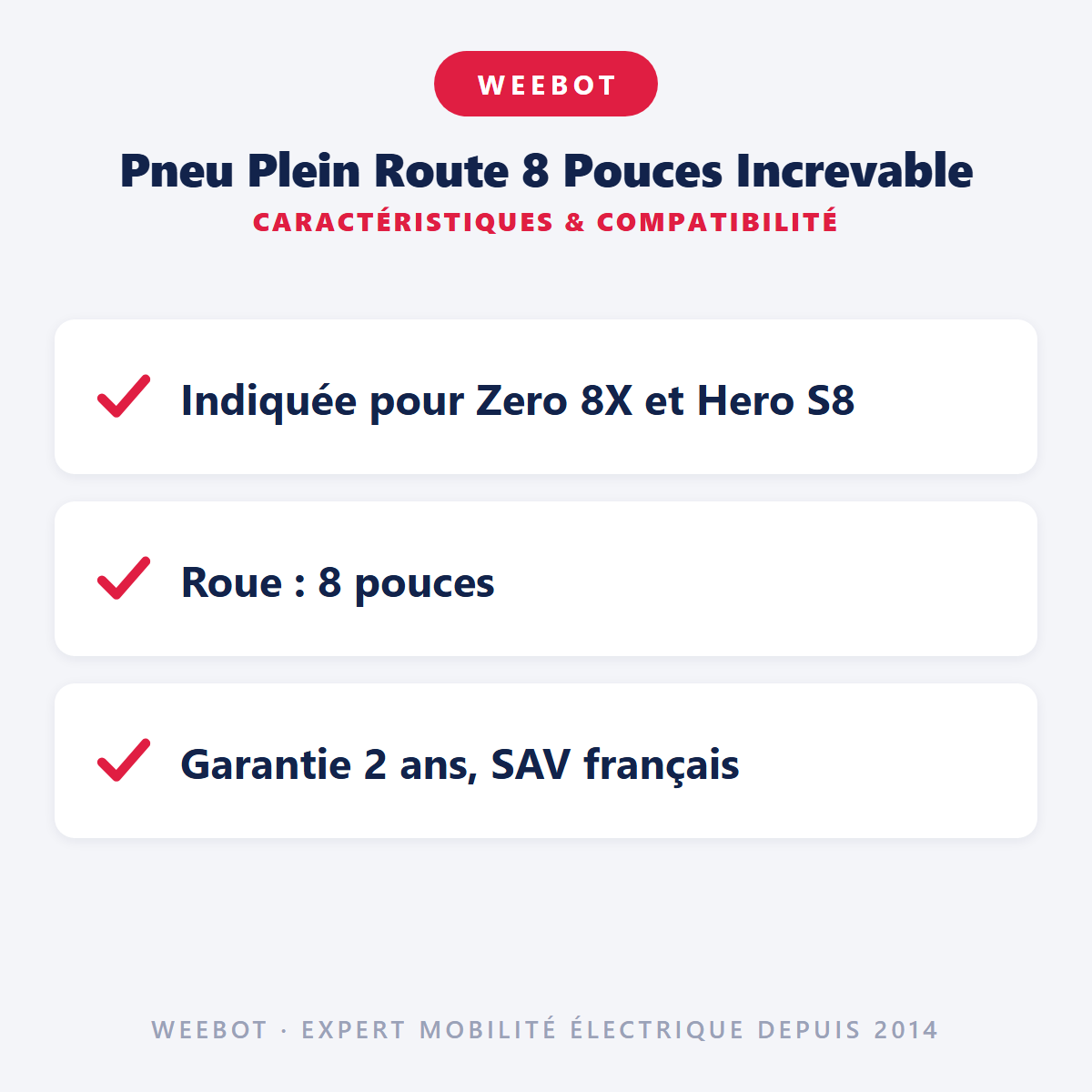 Pneu Plein Route 8 Pouces Increvable : caractéristiques et compatibilité