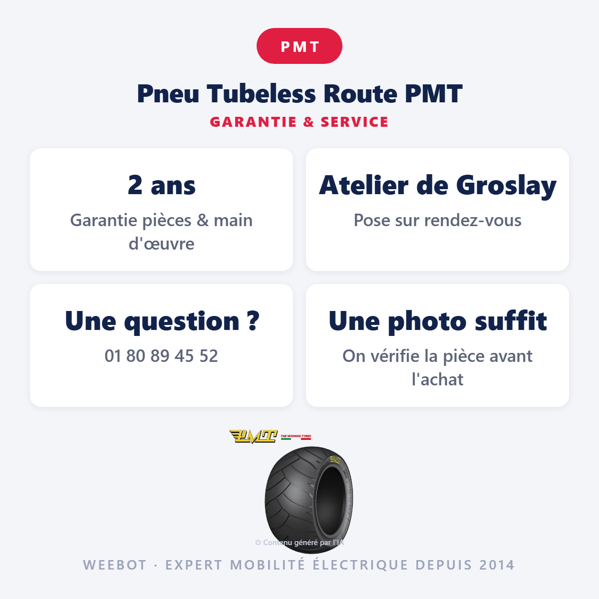 Pneu Tubeless Route PMT : garantie 2 ans et service après-vente