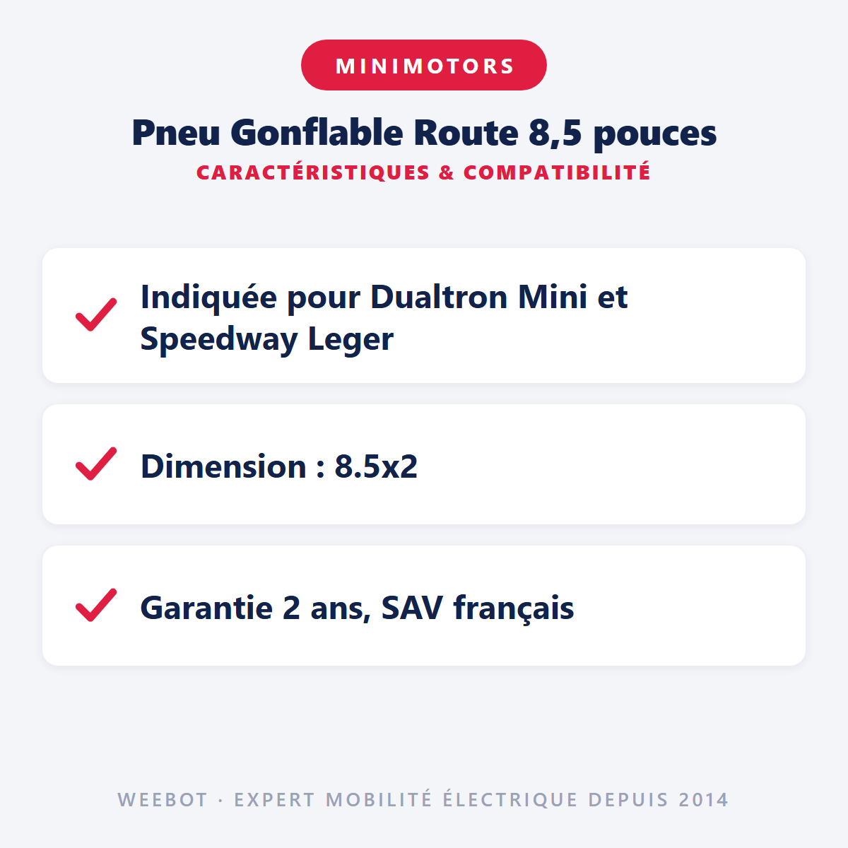 Pneu Gonflable Route 8,5 pouces : caractéristiques et compatibilité