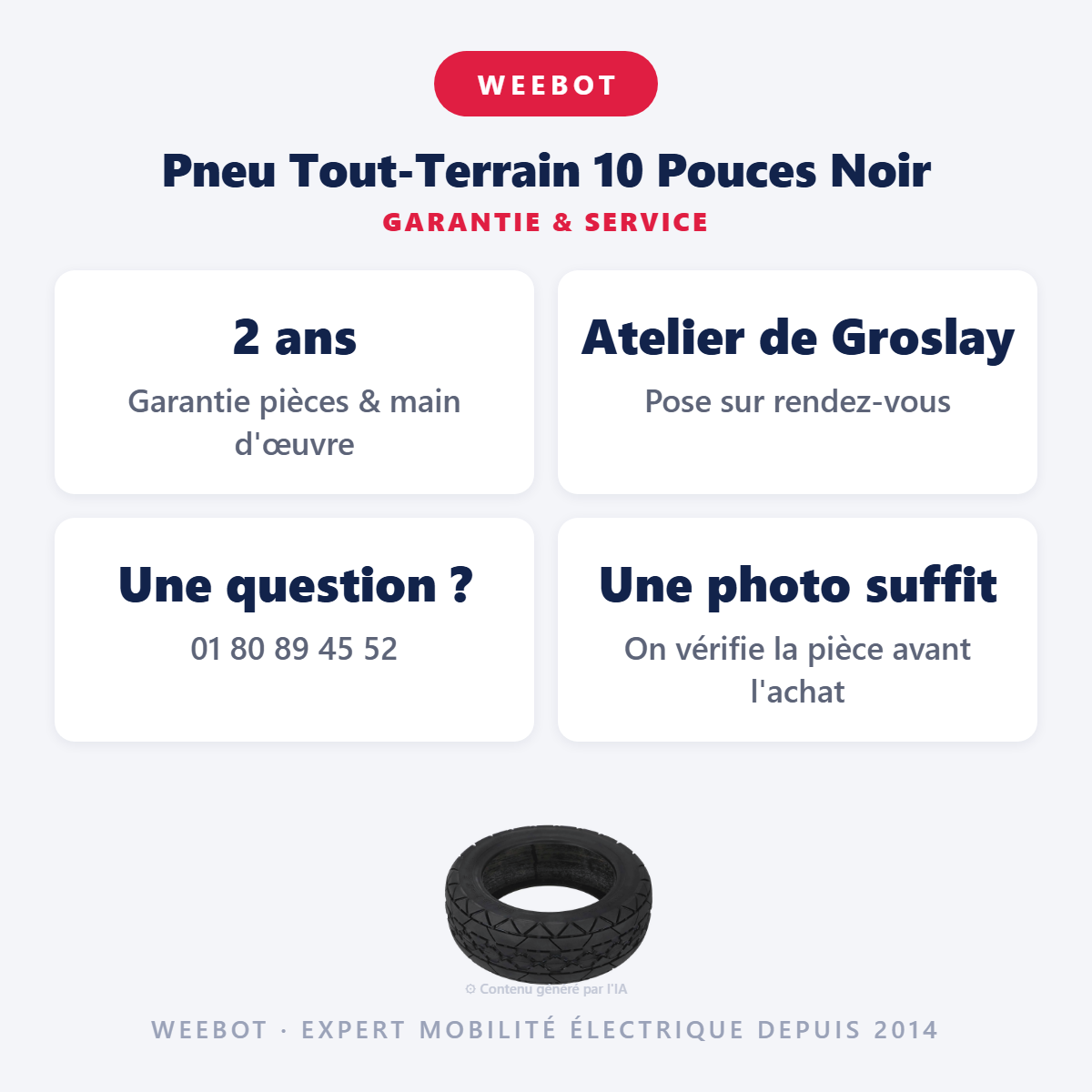 Pneu Tout-Terrain 10 Pouces Noir : garantie 2 ans et service après-vente
