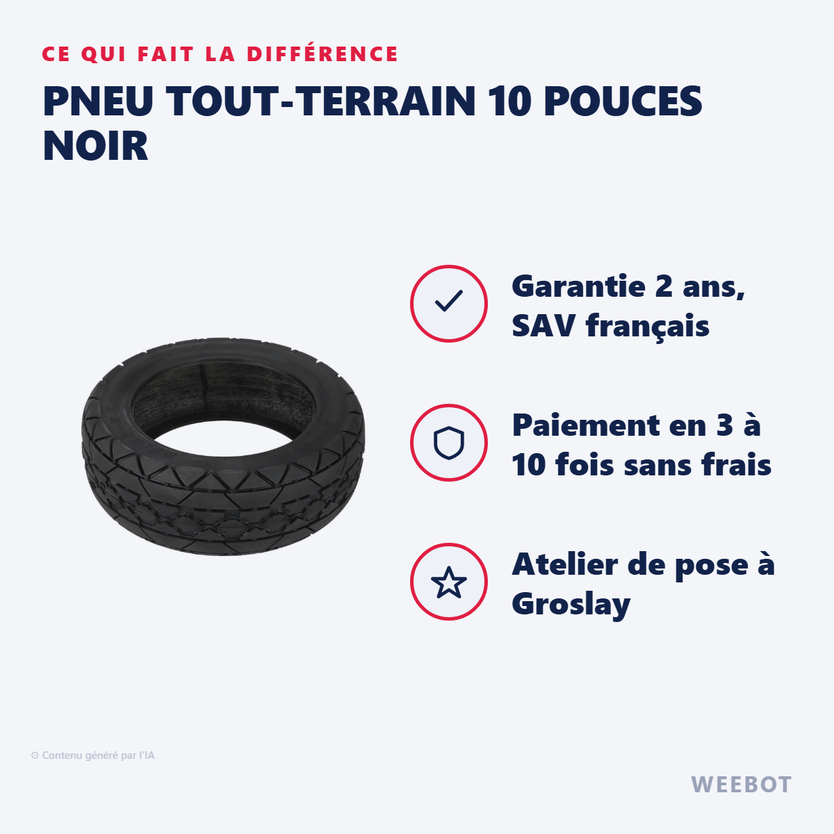 Pneu Tout-Terrain 10 Pouces Noir : les points forts