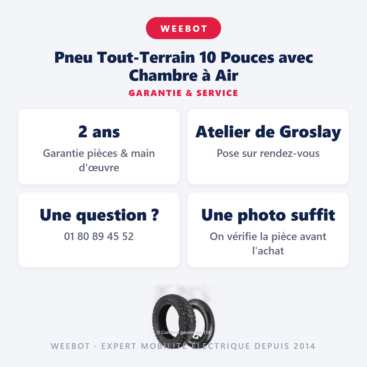 Pneu Tout-Terrain 10 Pouces avec Chambre à Air : garantie 2 ans et service après-vente