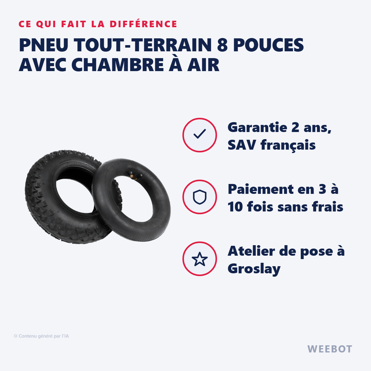 Pneu Tout-Terrain 8 Pouces avec Chambre à Air : les points forts