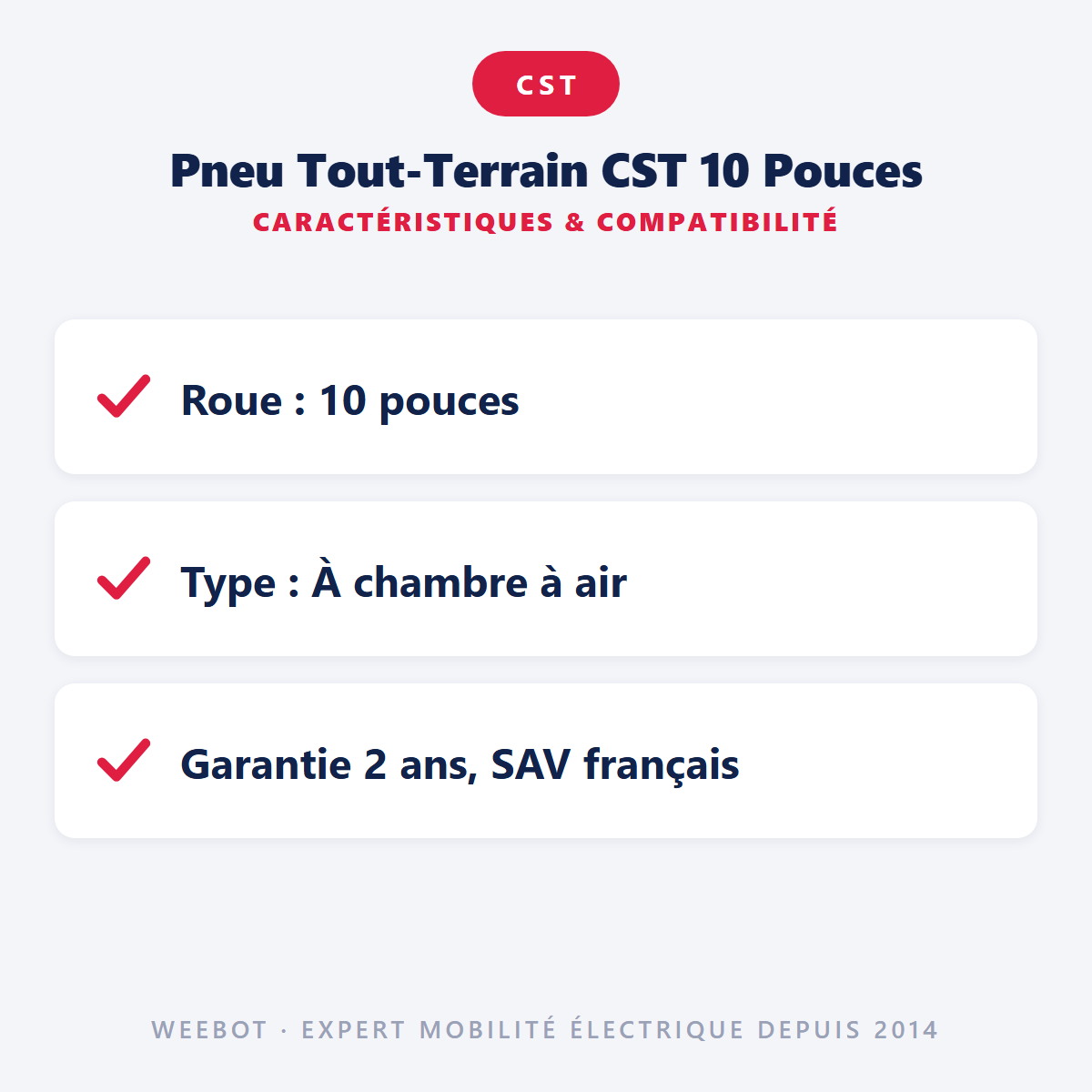 Pneu Tout-Terrain CST 10 Pouces : caractéristiques et compatibilité