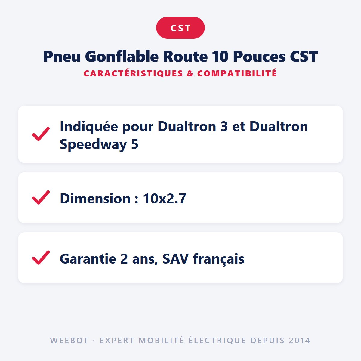 Pneu Gonflable Route 10 Pouces CST : caractéristiques et compatibilité