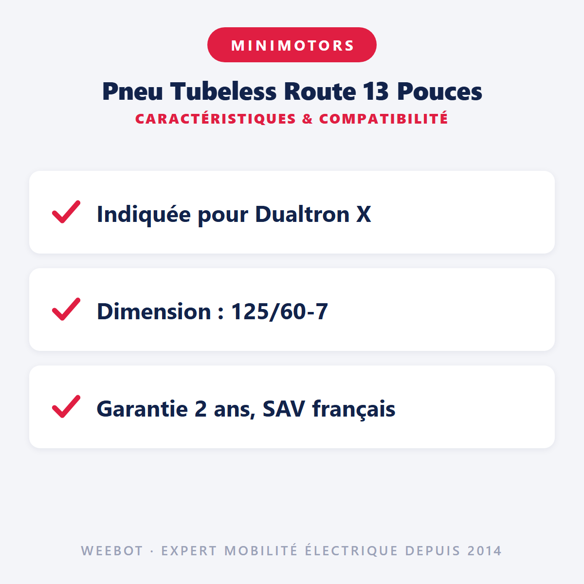 Pneu Tubeless Route 13 Pouces : caractéristiques et compatibilité