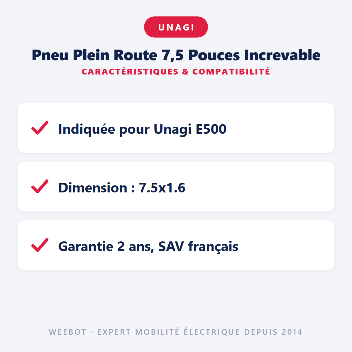 Pneu Plein Route 7,5 Pouces Increvable : caractéristiques et compatibilité