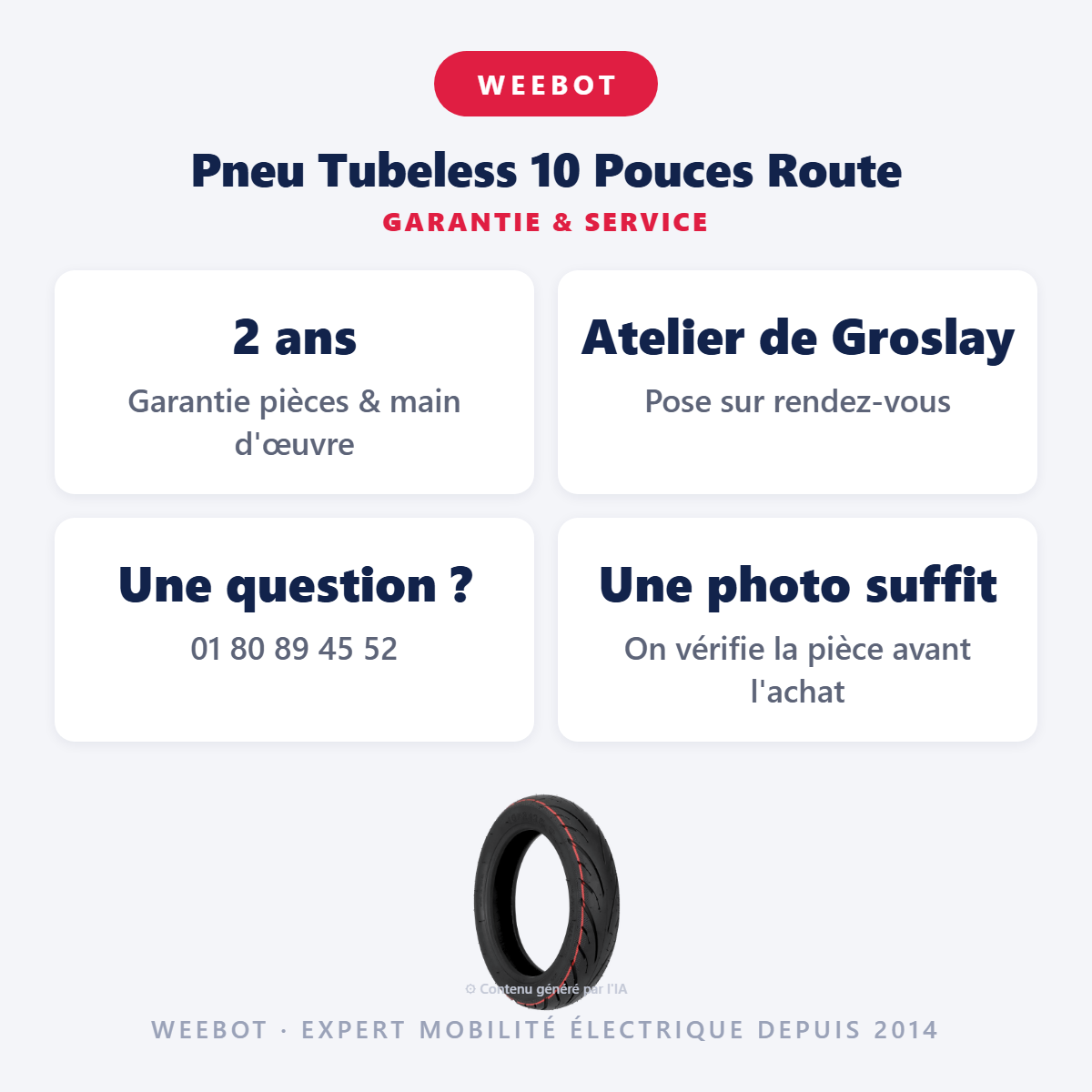 Pneu Tubeless 10 Pouces Route : garantie 2 ans et service après-vente
