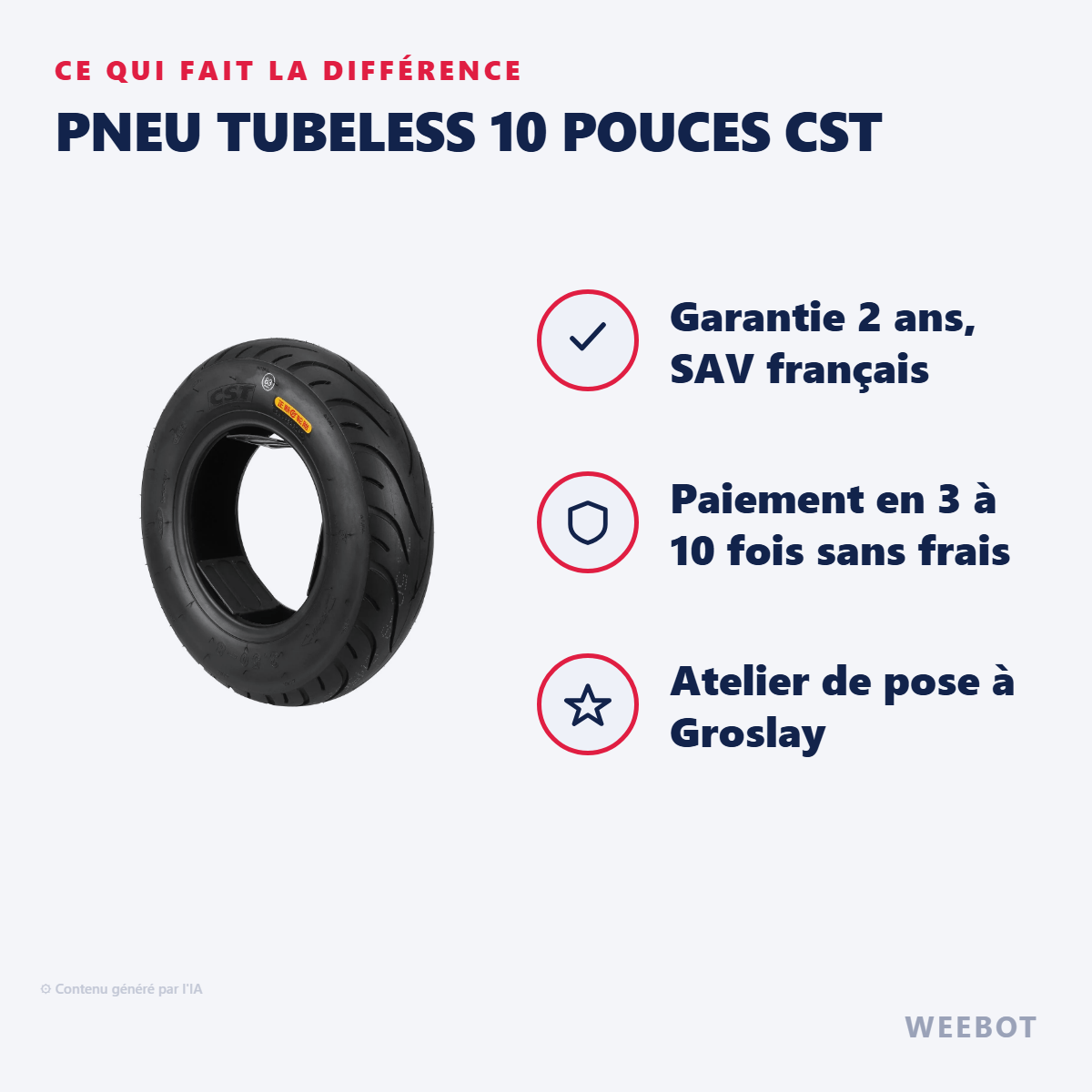 Pneu Tubeless 10 Pouces CST : les points forts
