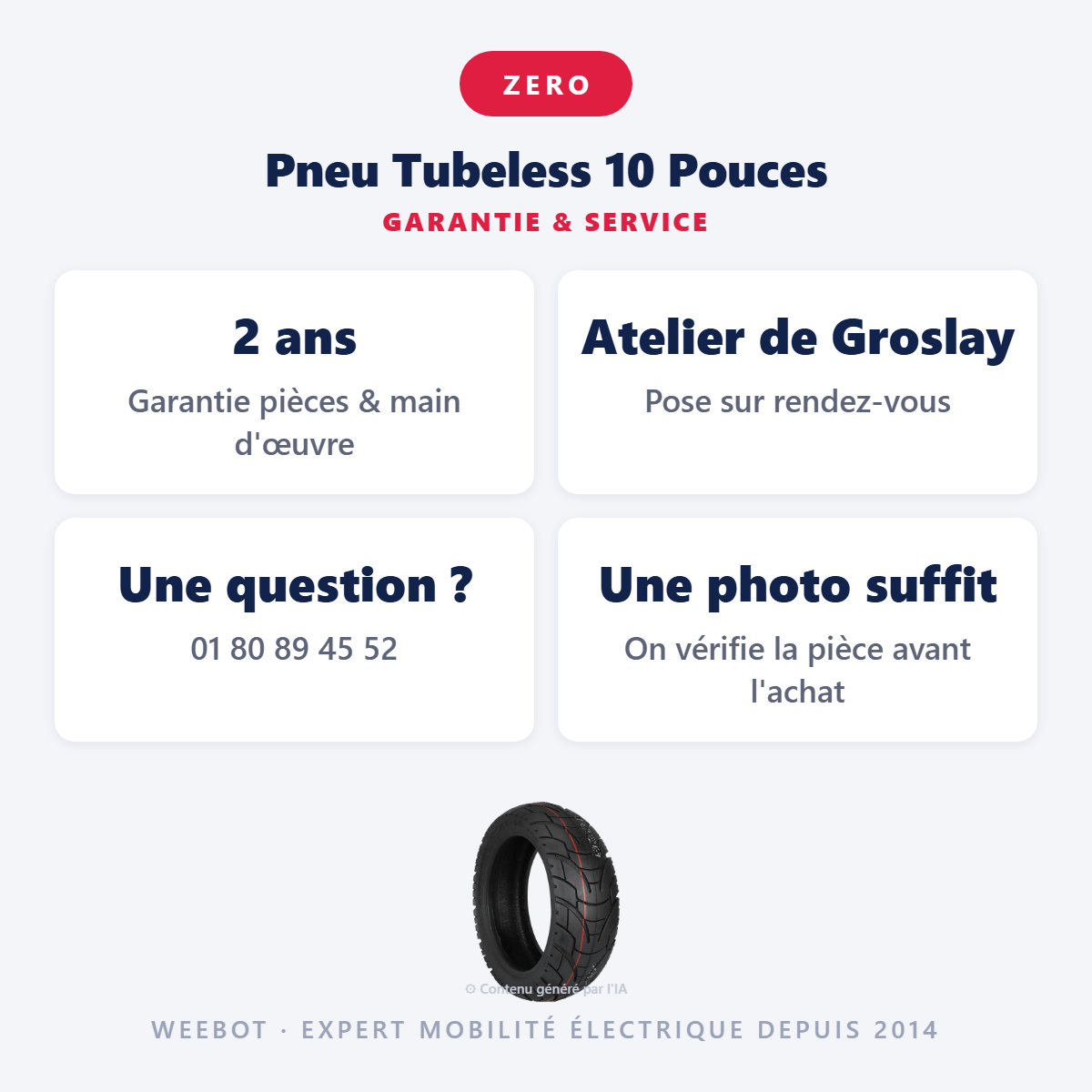 Pneu Tubeless 10 Pouces : garantie 2 ans et service après-vente
