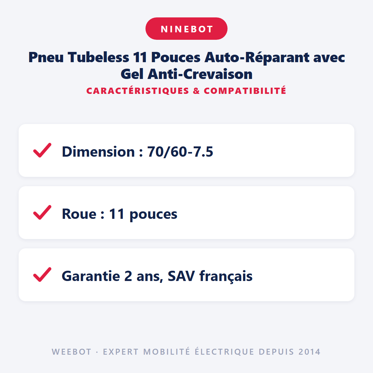 Pneu Tubeless 11 Pouces Auto-Réparant avec Gel Anti-Crevaison : caractéristiques et compatibilité