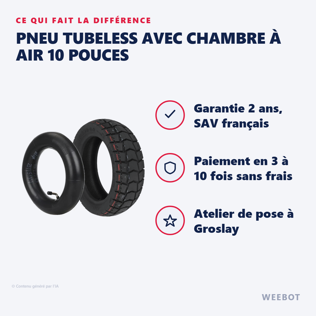 Pneu Tubeless avec Chambre à Air 10 Pouces : les points forts