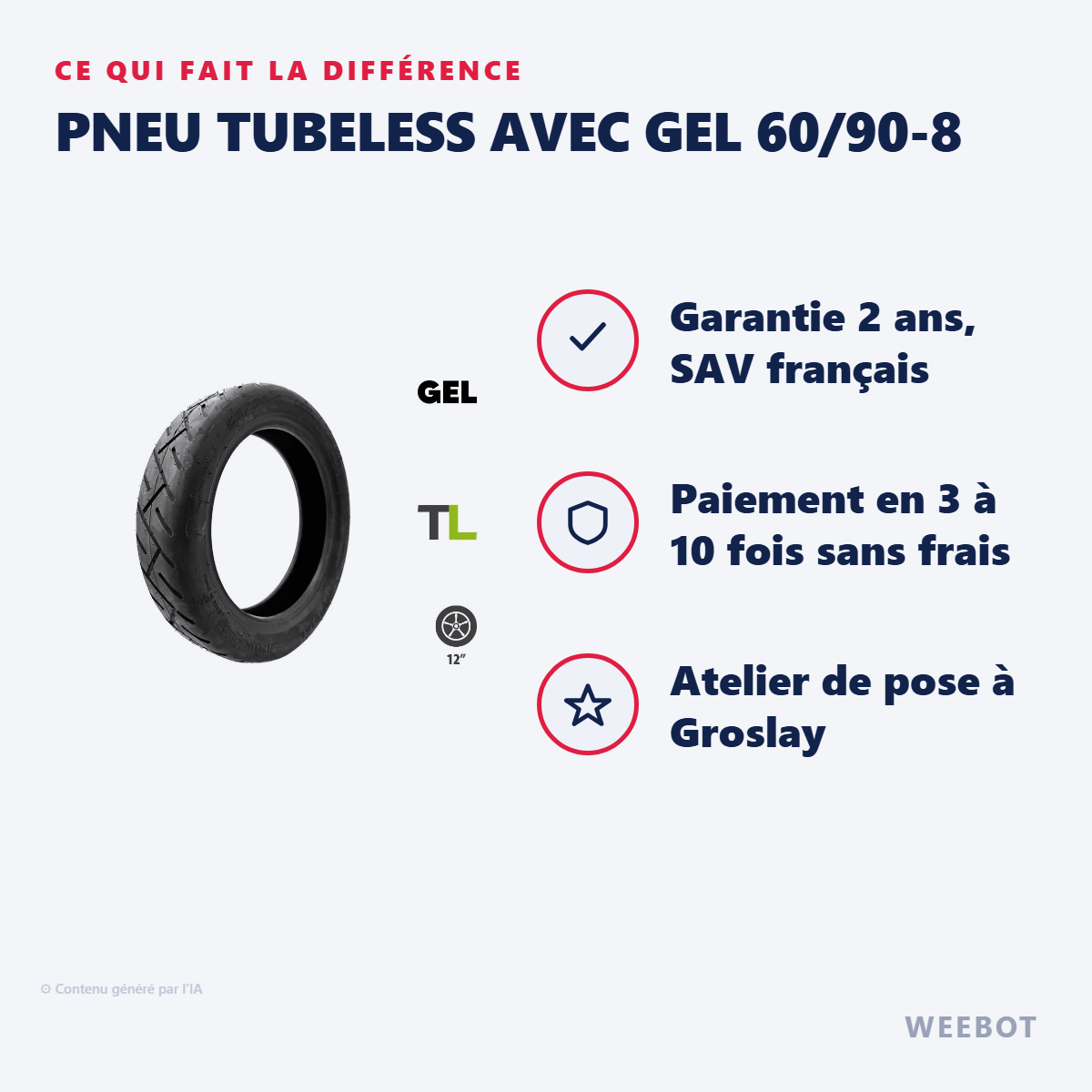 Pneu Tubeless avec Gel 60/90-8 : les points forts