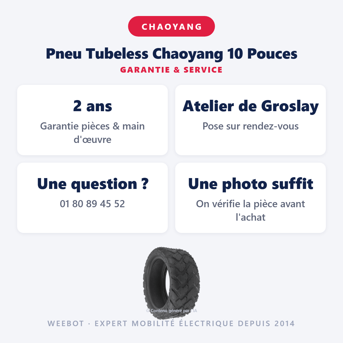 Pneu Tubeless Chaoyang 10 Pouces : garantie 2 ans et service après-vente