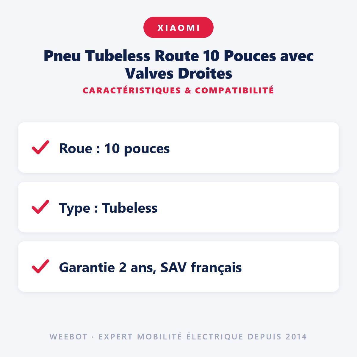 Pneu Tubeless Route 10 Pouces avec Valves Droites : caractéristiques et compatibilité