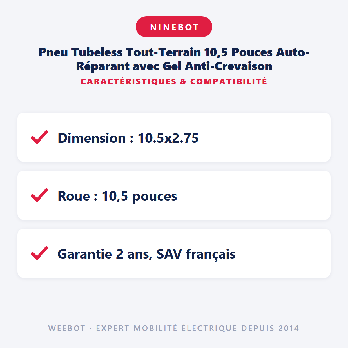 Pneu Tubeless Tout-Terrain 10,5 Pouces Auto-Réparant avec Gel Anti-Crevaison : caractéristiques et compatibilité