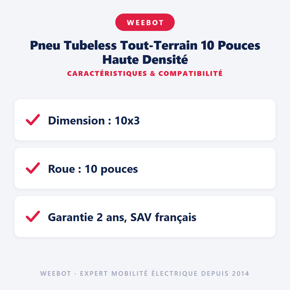 Pneu Tubeless Tout-Terrain 10 Pouces Haute Densité : caractéristiques et compatibilité