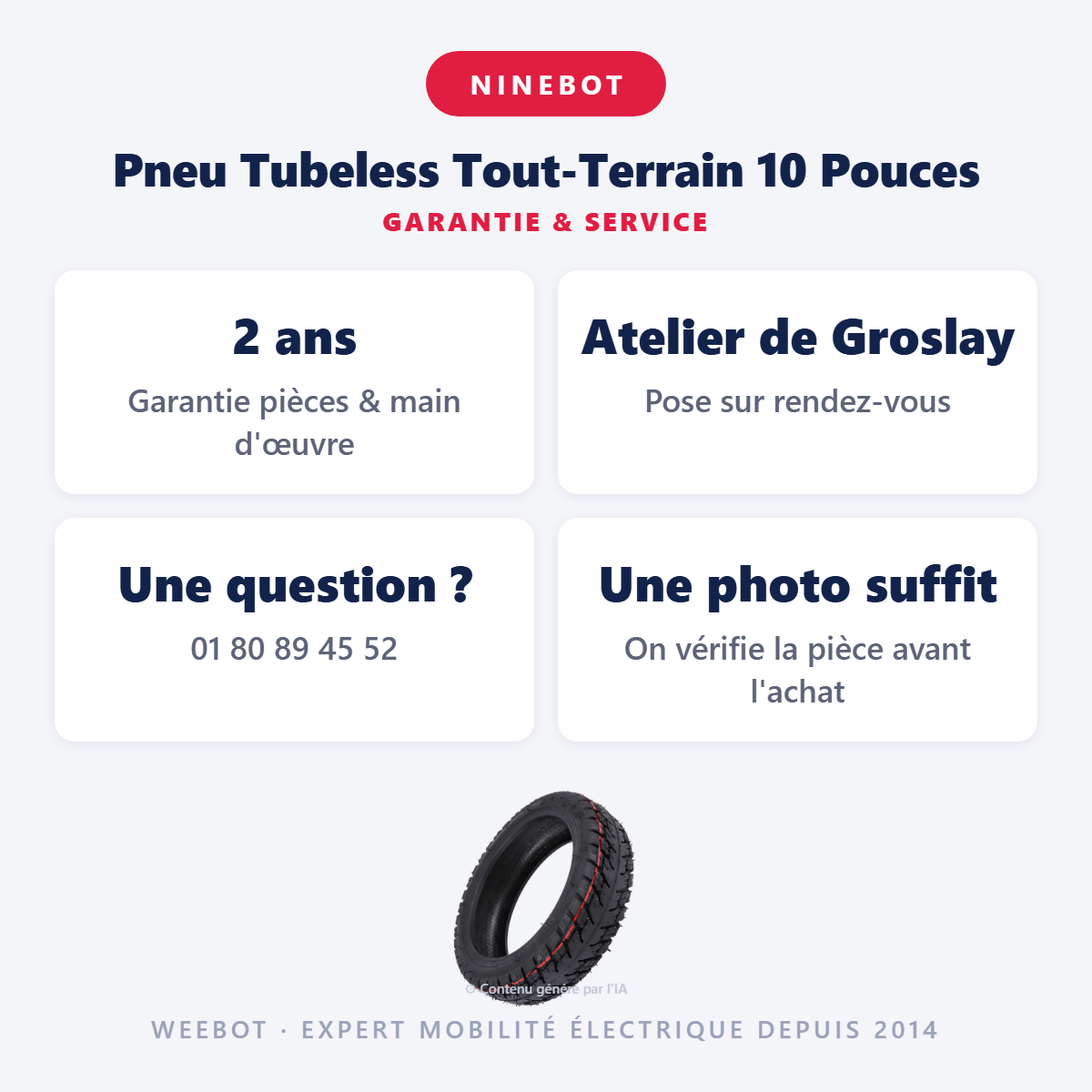 Pneu Tubeless Tout-Terrain 10 Pouces : garantie 2 ans et service après-vente