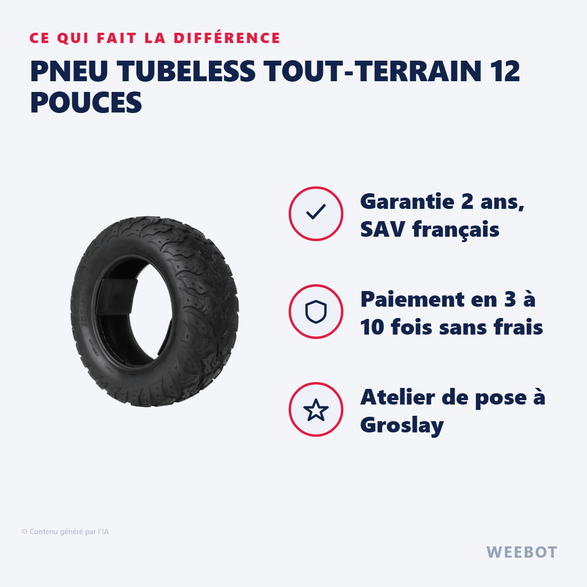 Pneu Tubeless Tout-Terrain 12 Pouces : les points forts