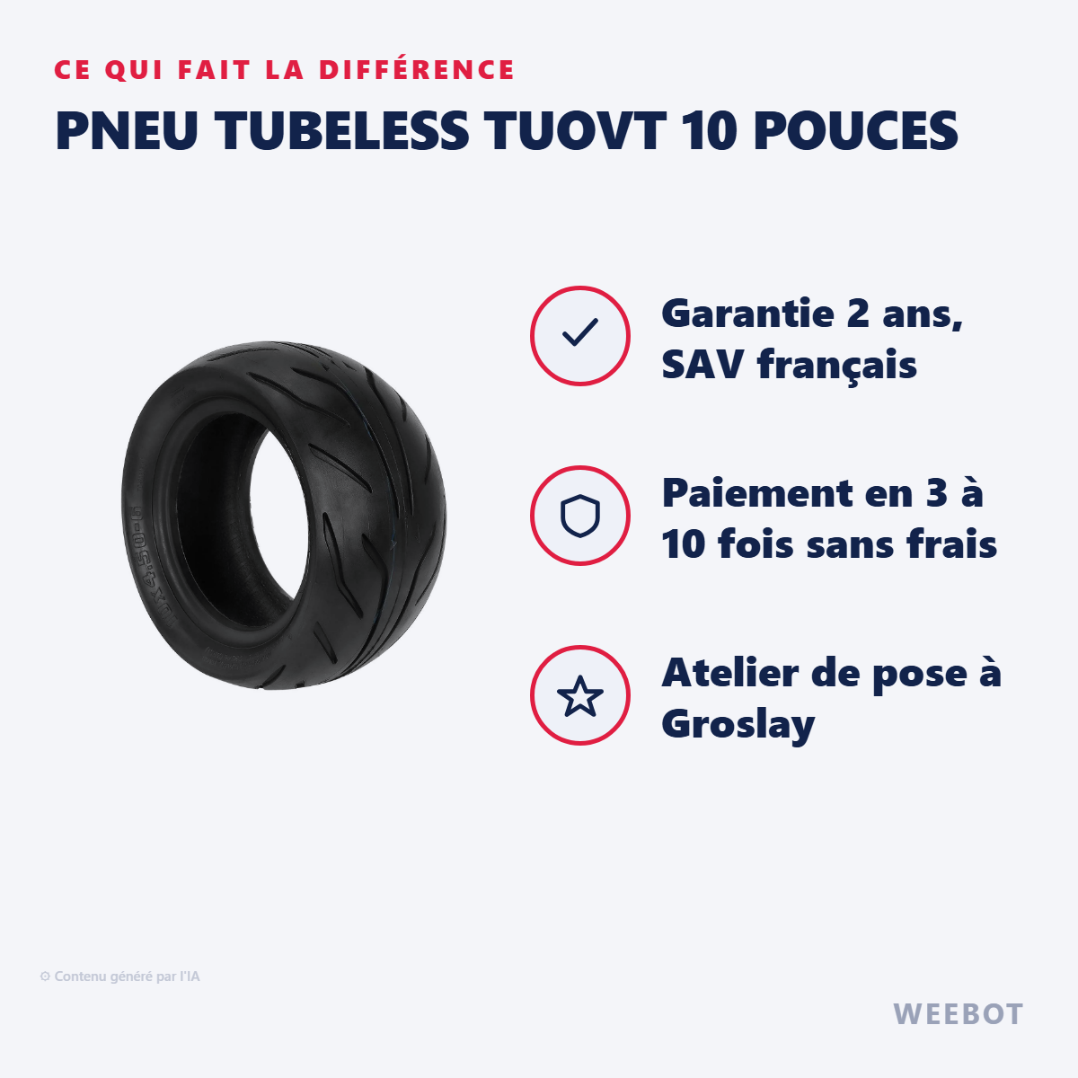 Pneu Tubeless TUOVT 10 Pouces : les points forts