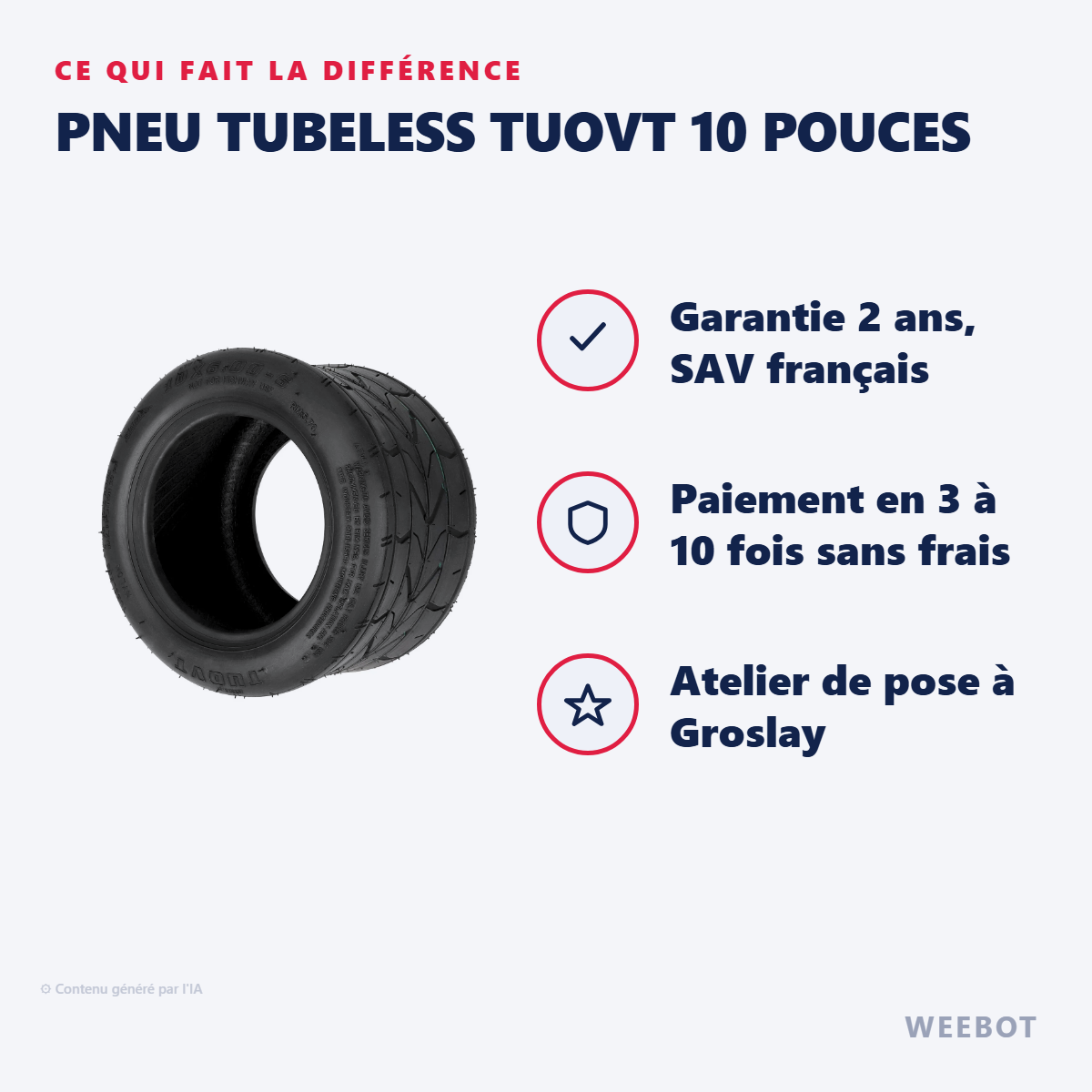 Pneu Tubeless TUOVT 10 Pouces : les points forts
