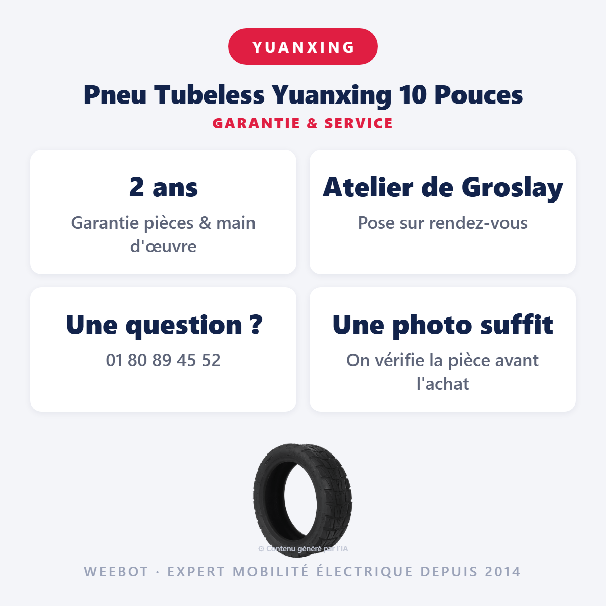 Pneu Tubeless Yuanxing 10 Pouces : garantie 2 ans et service après-vente
