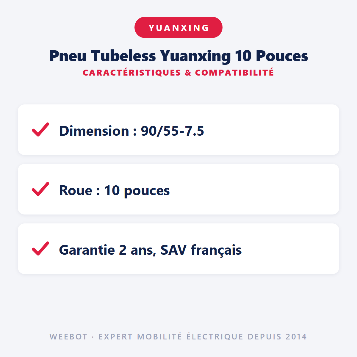 Pneu Tubeless Yuanxing 10 Pouces : caractéristiques et compatibilité