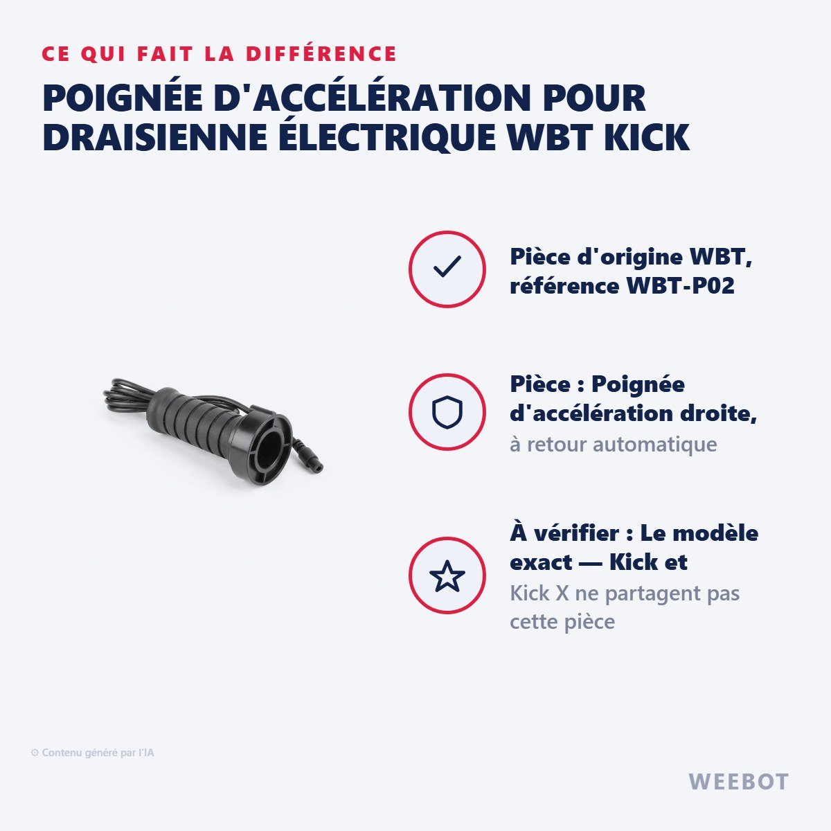 Poignée d'Accélération pour Draisienne Électrique WBT Kick - Weebot