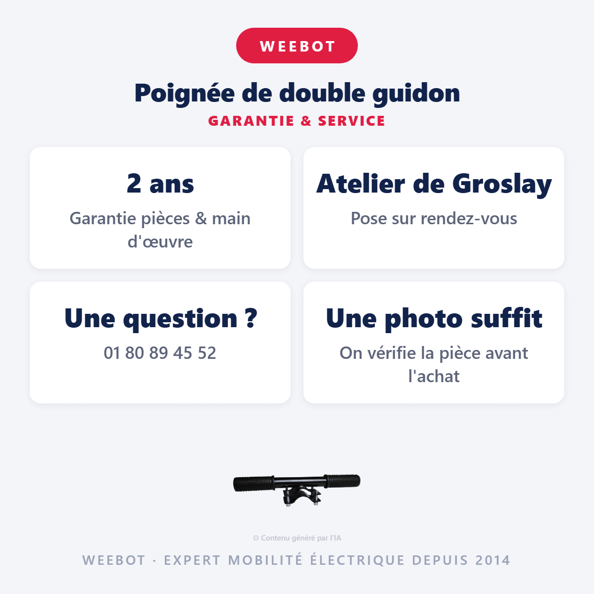 Poignée de double guidon pour Trottinette Électrique - Weebot