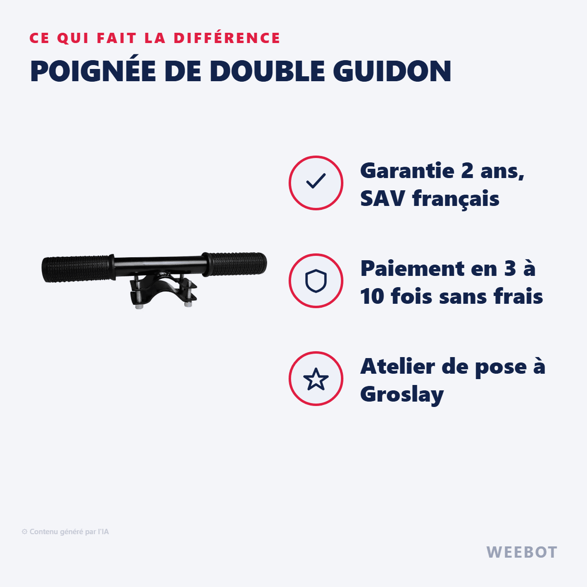 Poignée de double guidon pour Trottinette Électrique - Weebot