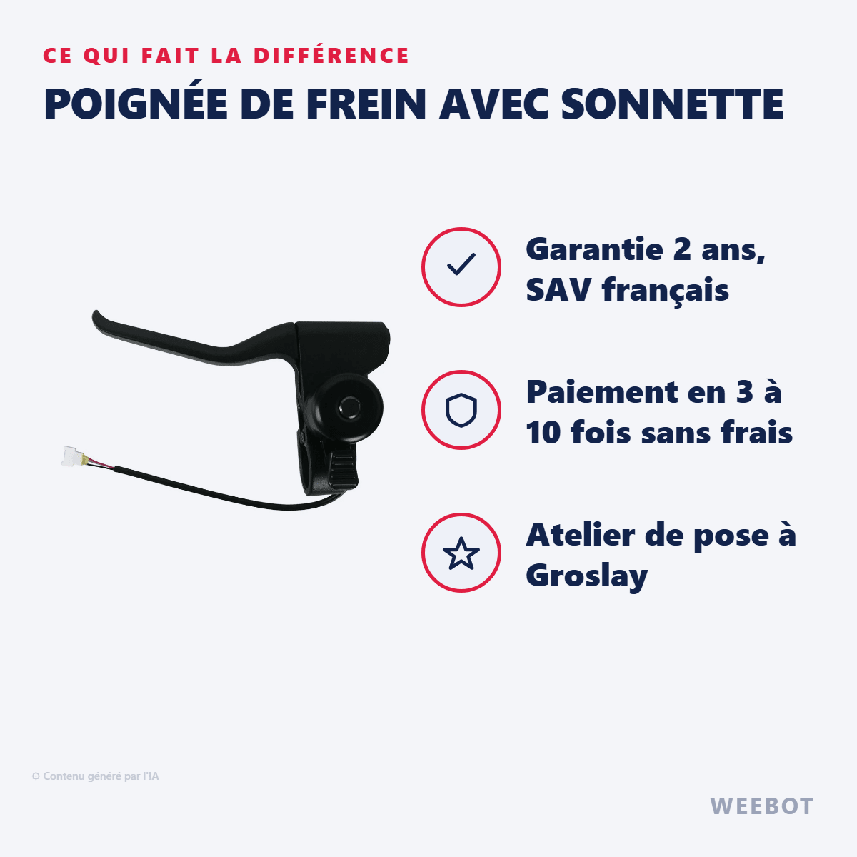 Poignée de Frein avec Sonnette pour Trottinette Électrique Wispeed T855/T850 - Weebot