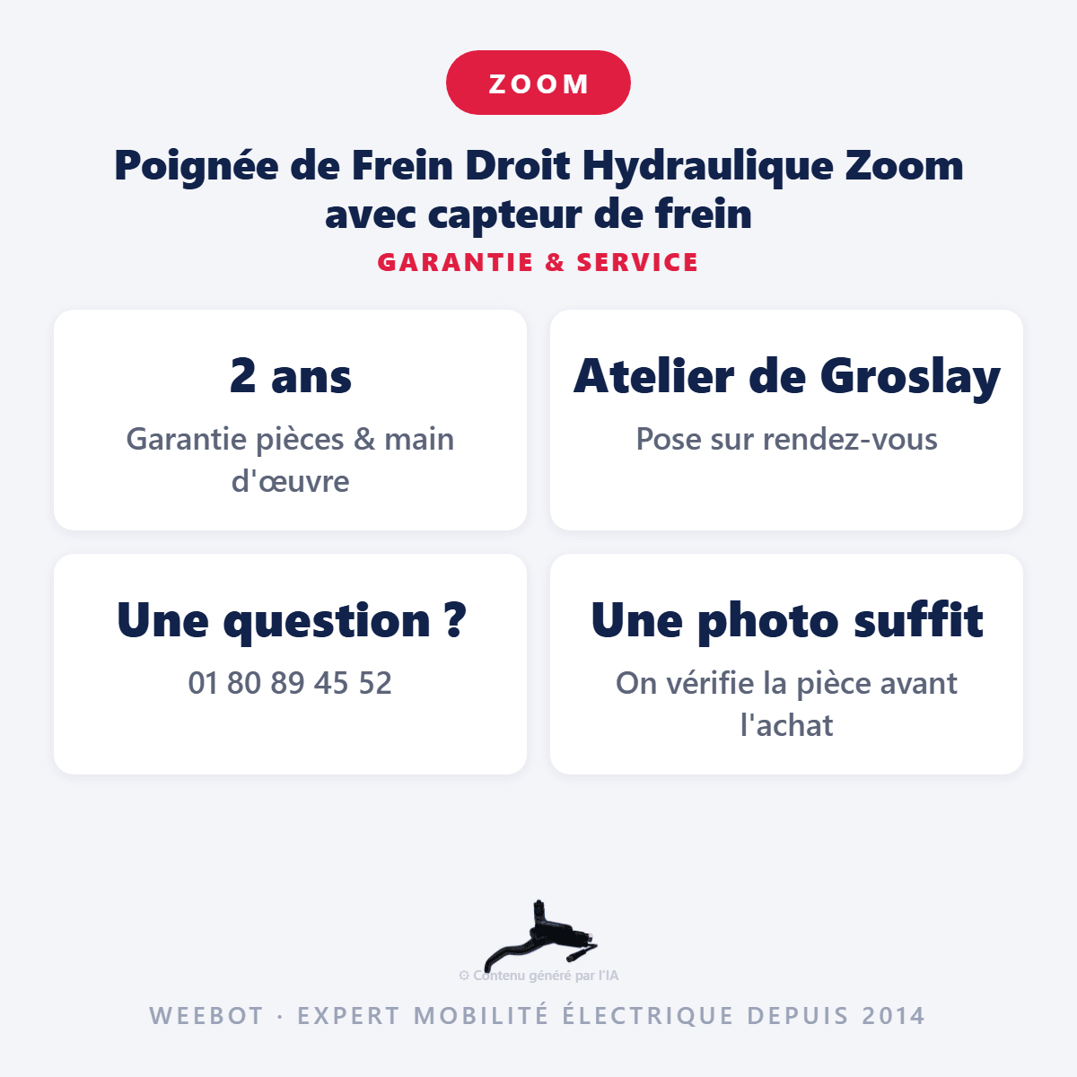 Poignée de Frein Droit Hydraulique Zoom avec capteur de frein - Weebot