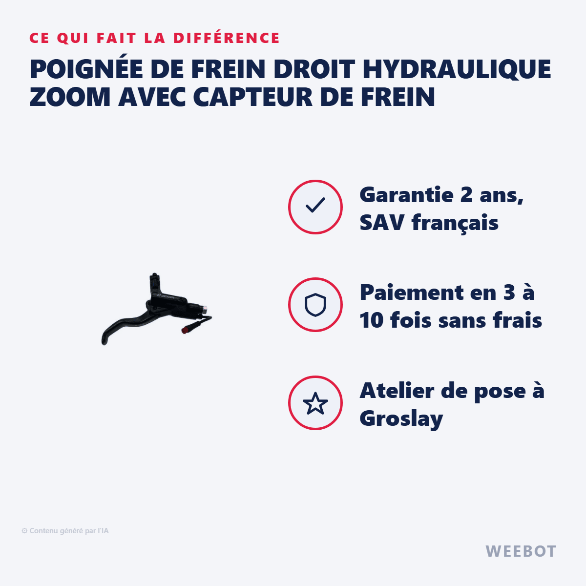 Poignée de Frein Droit Hydraulique Zoom avec capteur de frein - Weebot