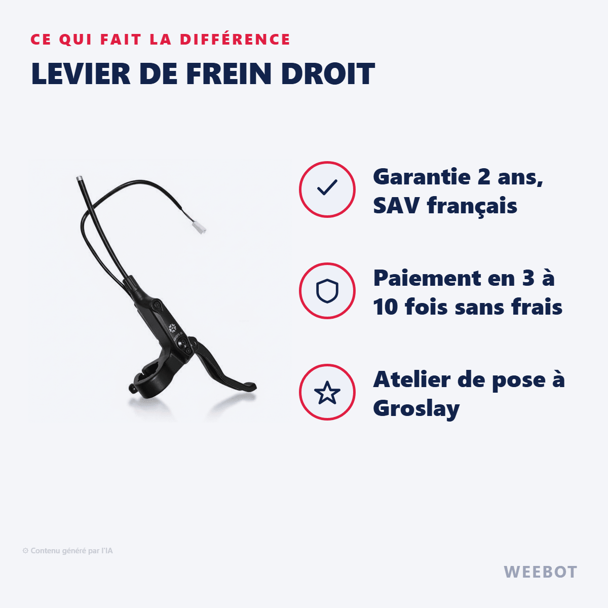 Levier de Frein Droit pour Trottinette Electrique Segway GT2P - Weebot