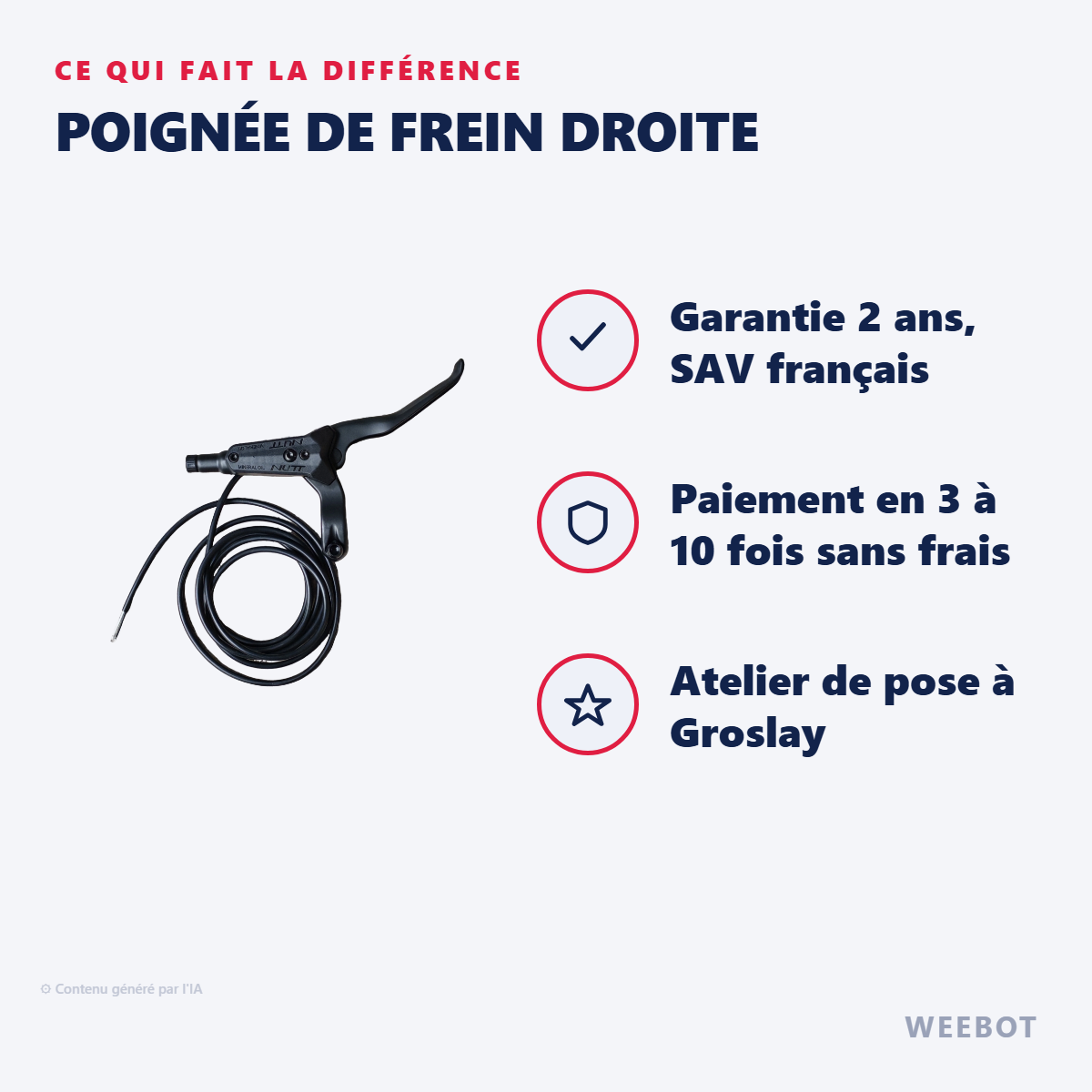 Poignée de Frein Droite : les points forts