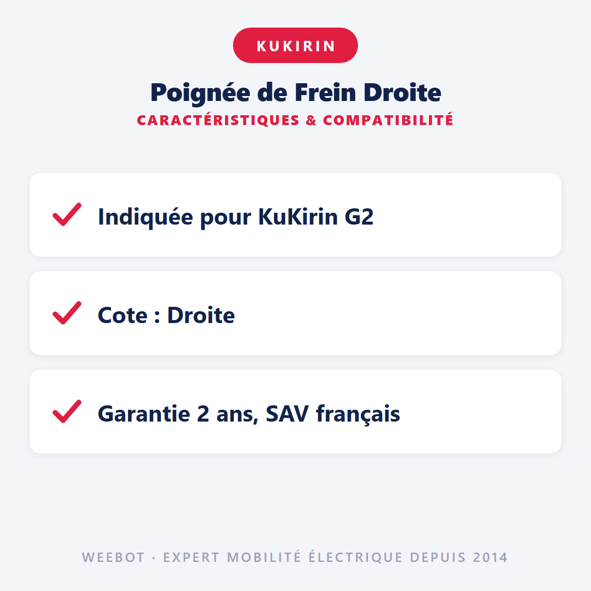 Poignée de Frein Droite pour Trottinette Électrique Kukirin G2/G3/G4 - Weebot
