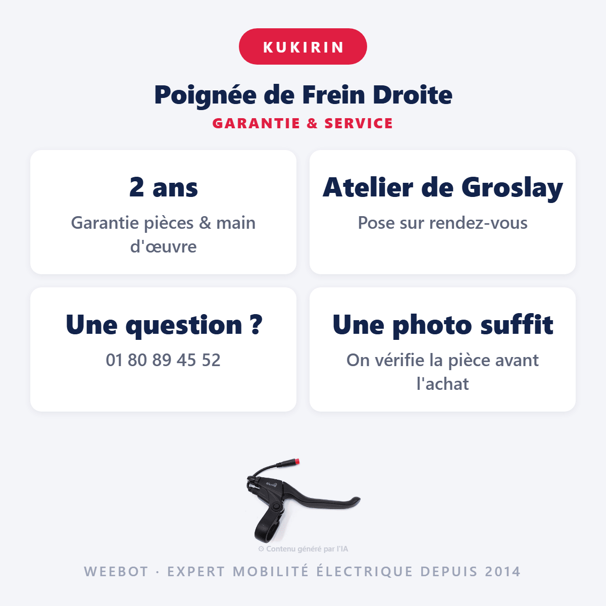 Poignée de Frein Droite pour Trottinette Électrique Kukirin G2 Max / G2 Pro - Weebot